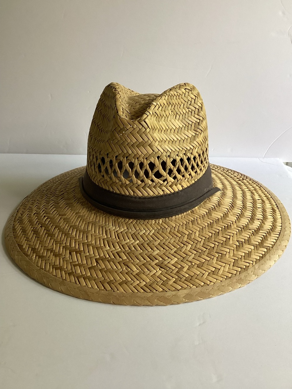Dorfman Pacific Woven Straw Hat Mens Large Fedora Natural Fiber Outdoor